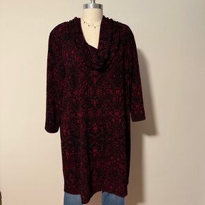 Catherine’s Red and Black Cowl Neck Tunic Top